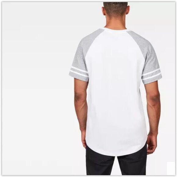 NWT G Star Raw BEATAL Loose Raglan Logo Tee, White/Grey Heather XL - Picture 4 of 5